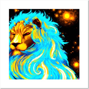 COSMIC BLUE LION Posters and Art